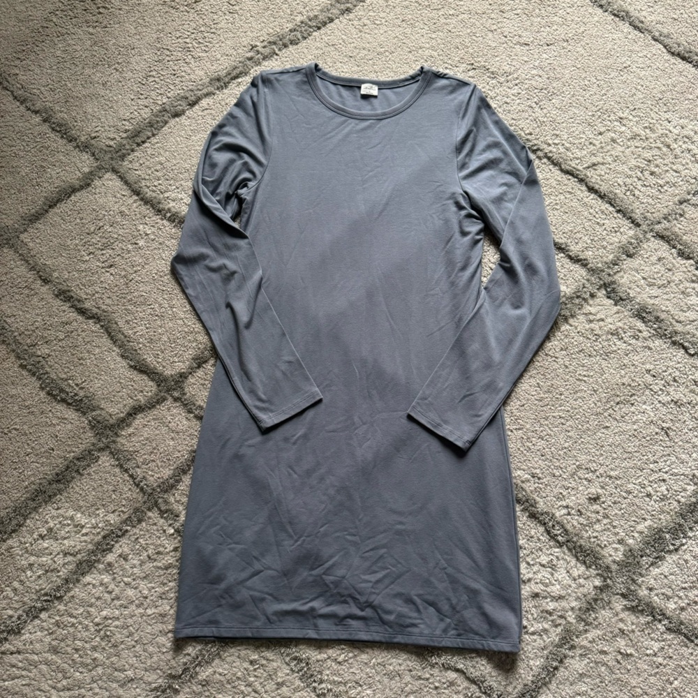 Aritzia wilfred free tiny long sleeve dress blue tshirt jersey knit mini 1X